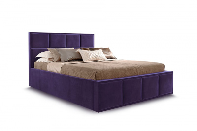 Кровать Октавия категория ткани 1 Вариант 3 с мягким изголовьем Мора фиолетовый