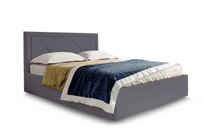 Кровать Сиеста категория ткани 1 Вариант 3 с мягким изголовьем Альба темно-серый